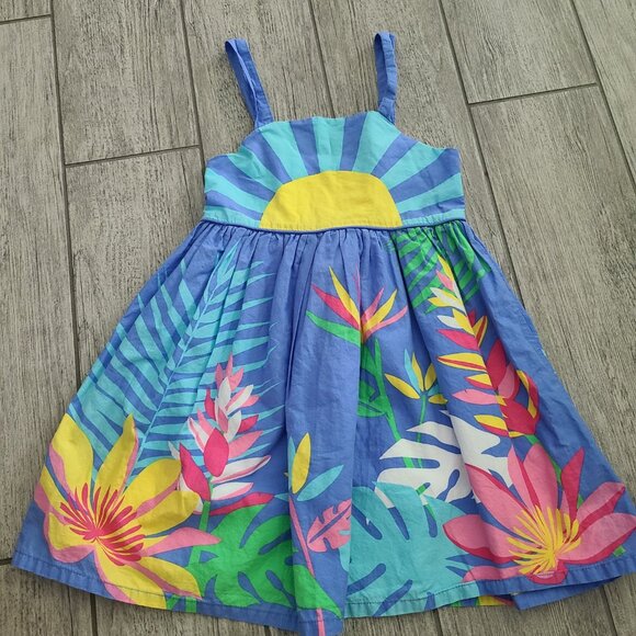 Shrinking Violet toddler girls blue sun Tropical Sundress Size 5T - Picture 4 of 11